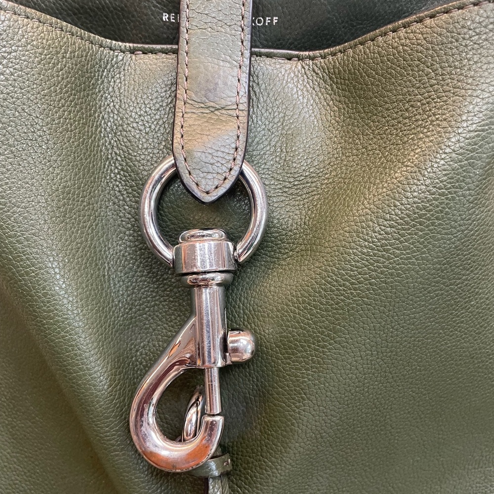 Rebecca Minkoff Hunter Green Small Megan Leather Crossbody Feed Bag 10x10 - Picture 4 of 8